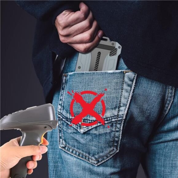 Minimalist Wallet Slim Metal w/ Money Clip Slip-Out Silicone Transparent Window - Picture 4 of 7